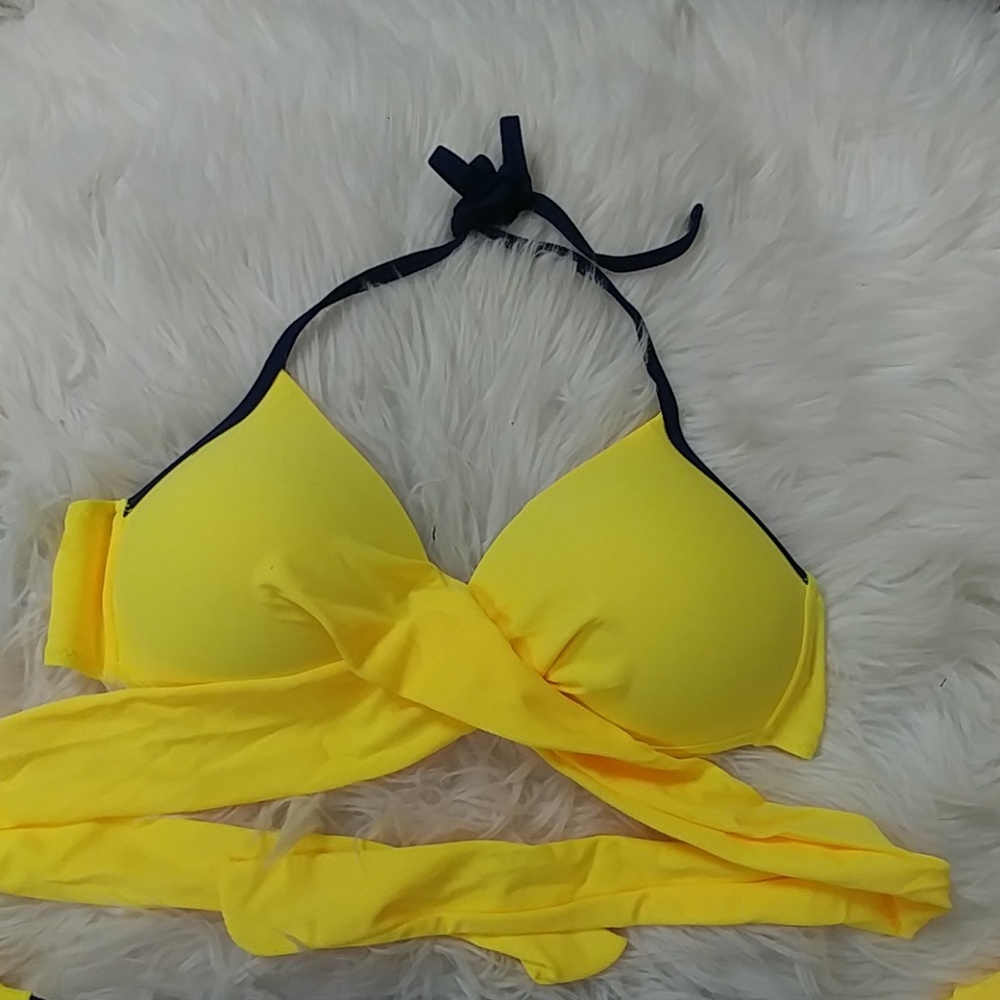 Yellow and blue push up bikini - Picture 4 of 6